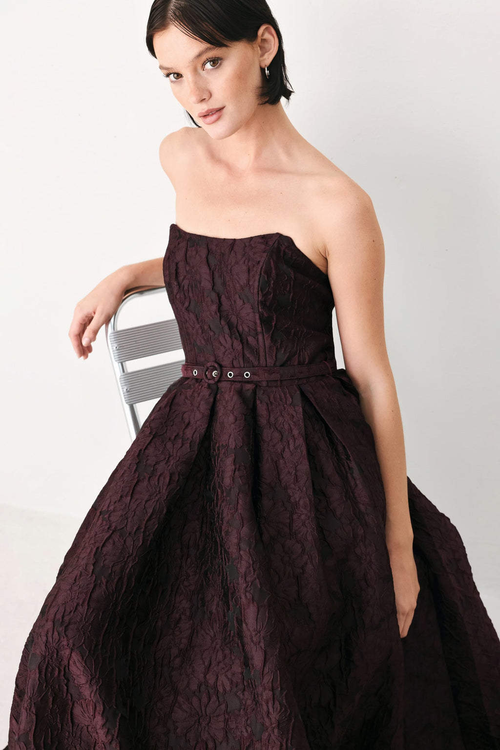 Burgundy Couture Sway Midi Dress