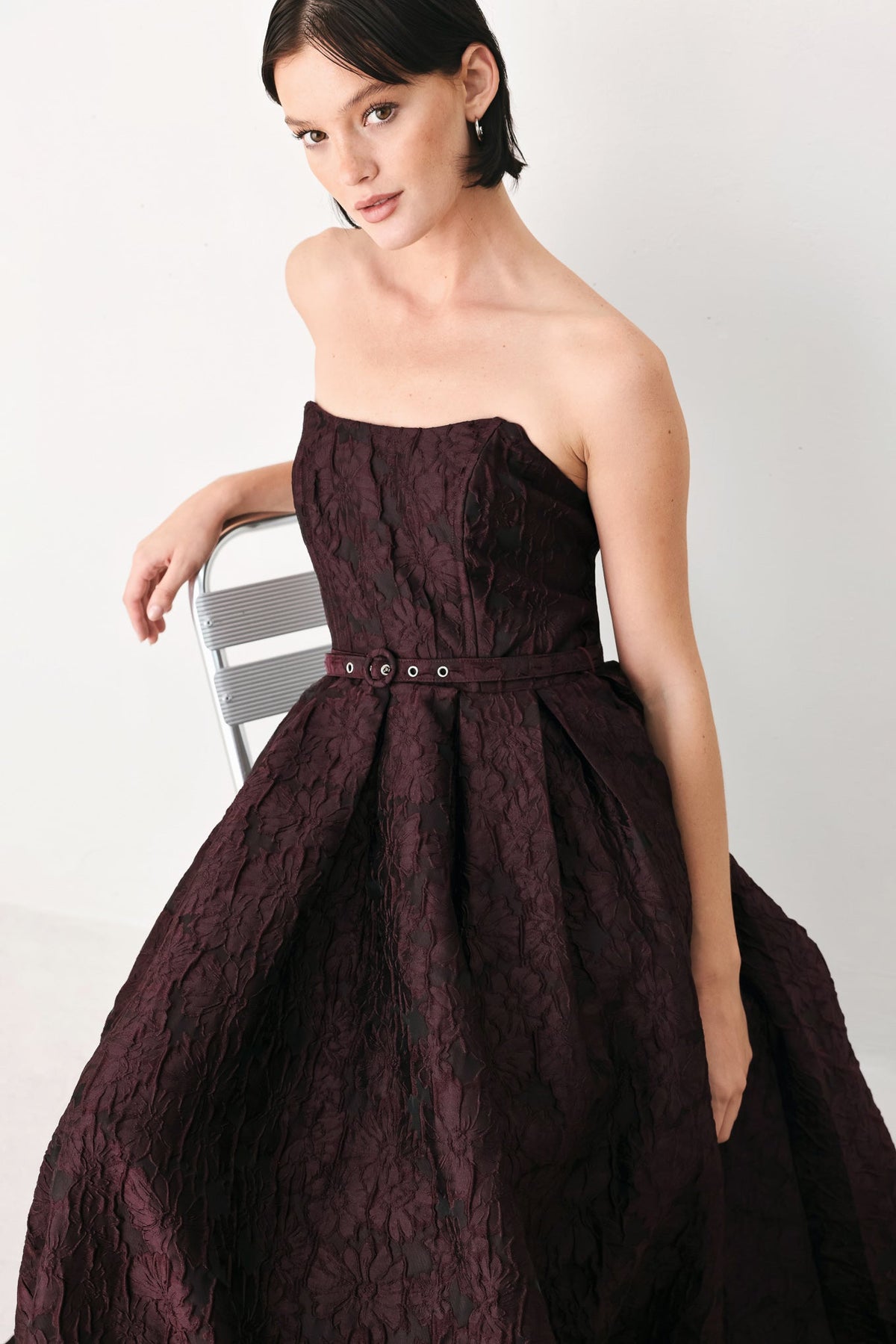 Burgundy Couture Sway Midi Dress