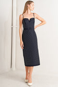 VERTICAL GRACE WOVEN MIDI DRESS