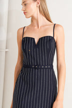 VERTICAL GRACE WOVEN MIDI DRESS