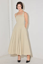 SANDSTONE SERENADE WOVEN MIDI DRESS