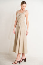 TAILORED IN SUNLIGHT WOVEN MIDI DRESS