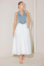 CITY TO COAST WOVEN MIDI DRESS