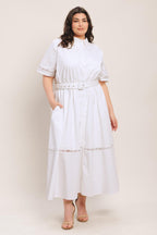 Elegant Encounter Woven Midi Dress