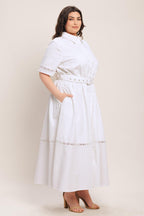 Elegant Encounter Woven Midi Dress