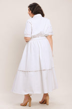 Elegant Encounter Woven Midi Dress