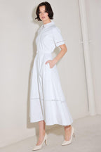 Elegant Encounter Woven Midi Dress