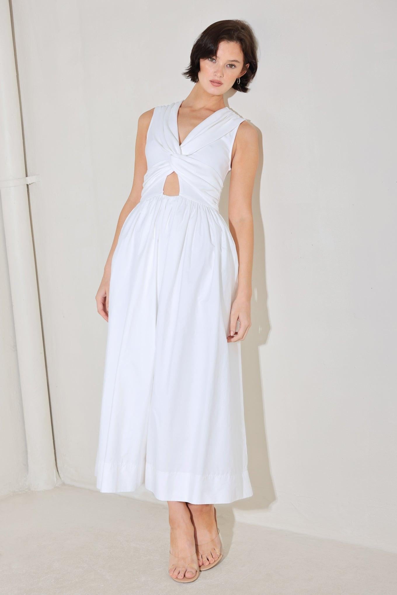 Angel Veil Solid Midi Dress