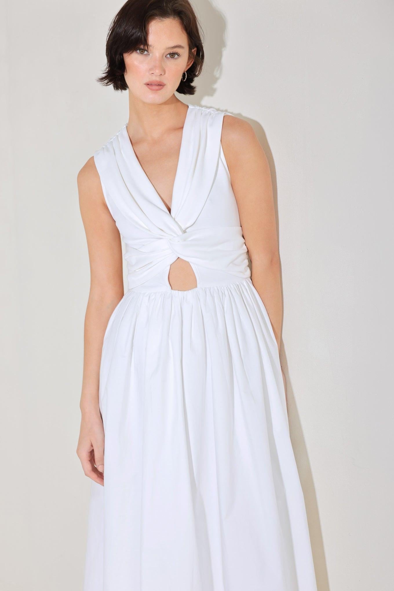 Angel Veil Solid Midi Dress