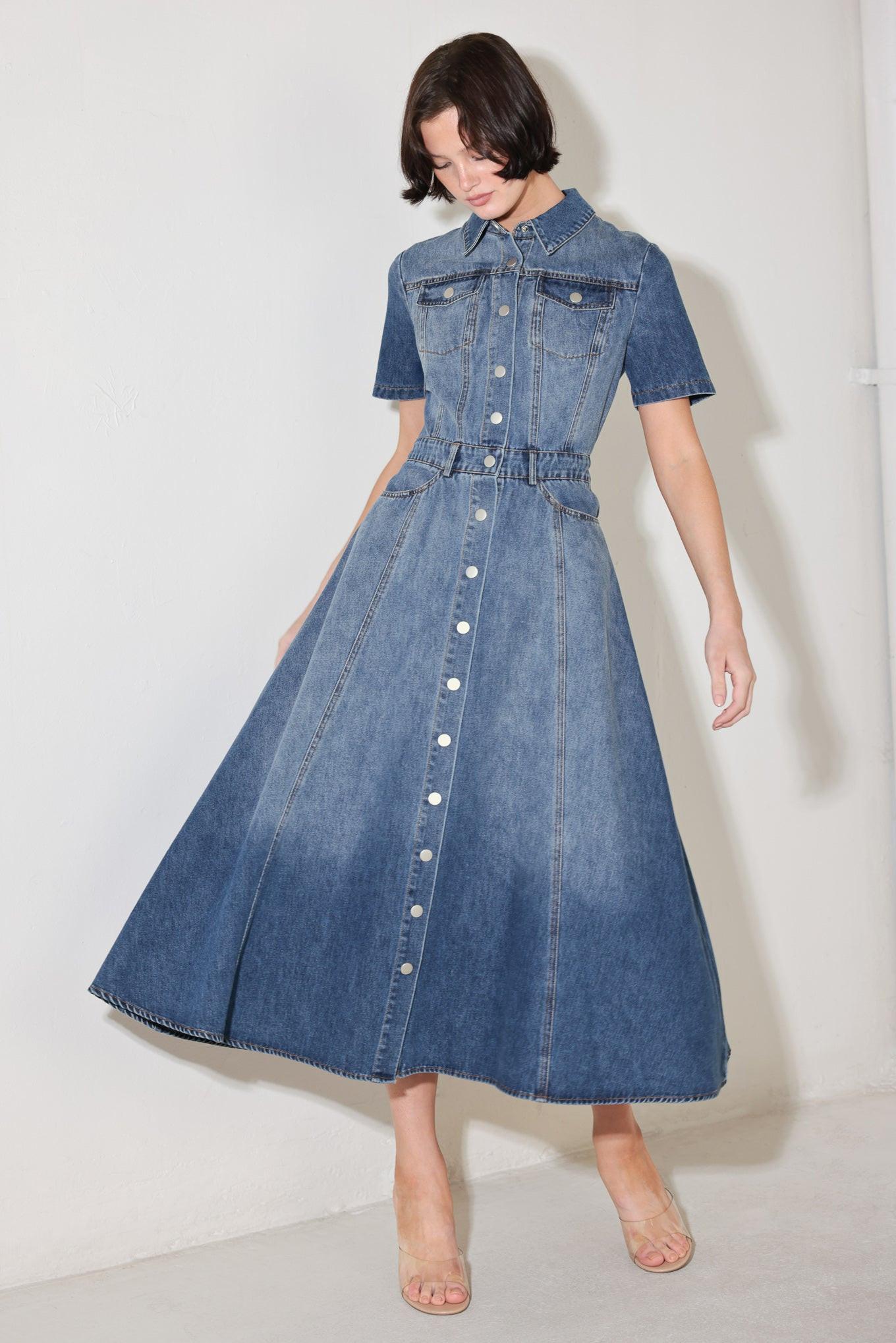 Bluebird Promenade Denim Midi Dress