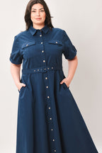 CLASSIC AUTHORITY WOVEN MIDI DRESS