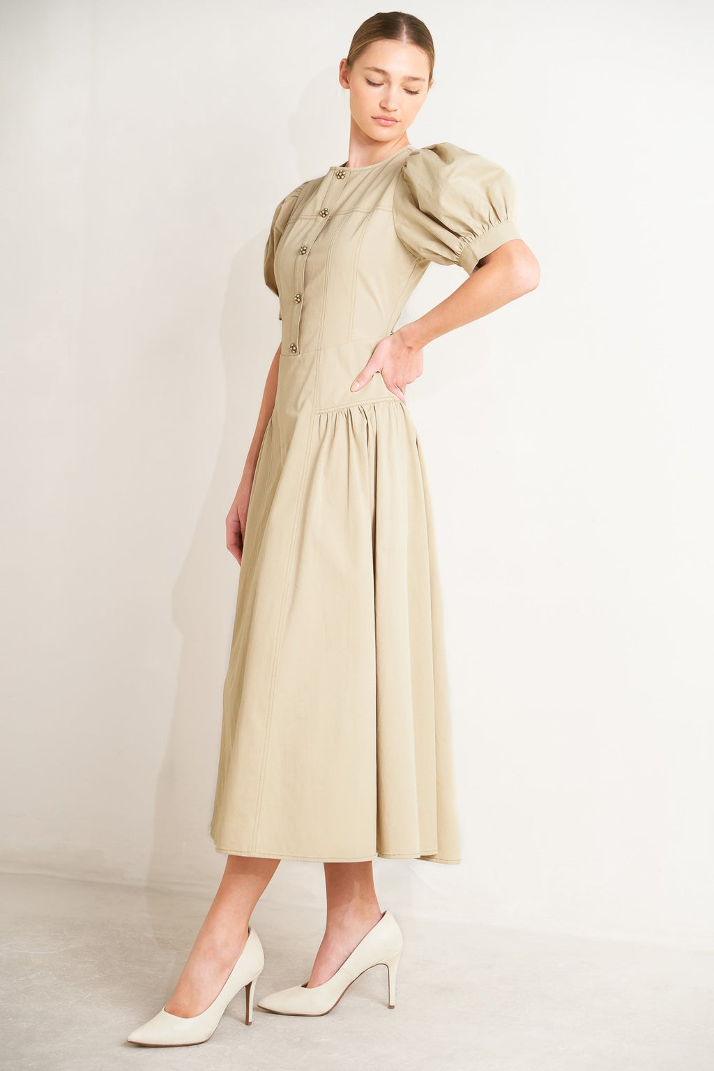 UNDERSTATED ICON WOVEN MIDI DRESS