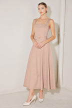 Elevated Neutral Blush Woven Midi Dress