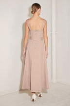 Elevated Neutral Blush Woven Midi Dress