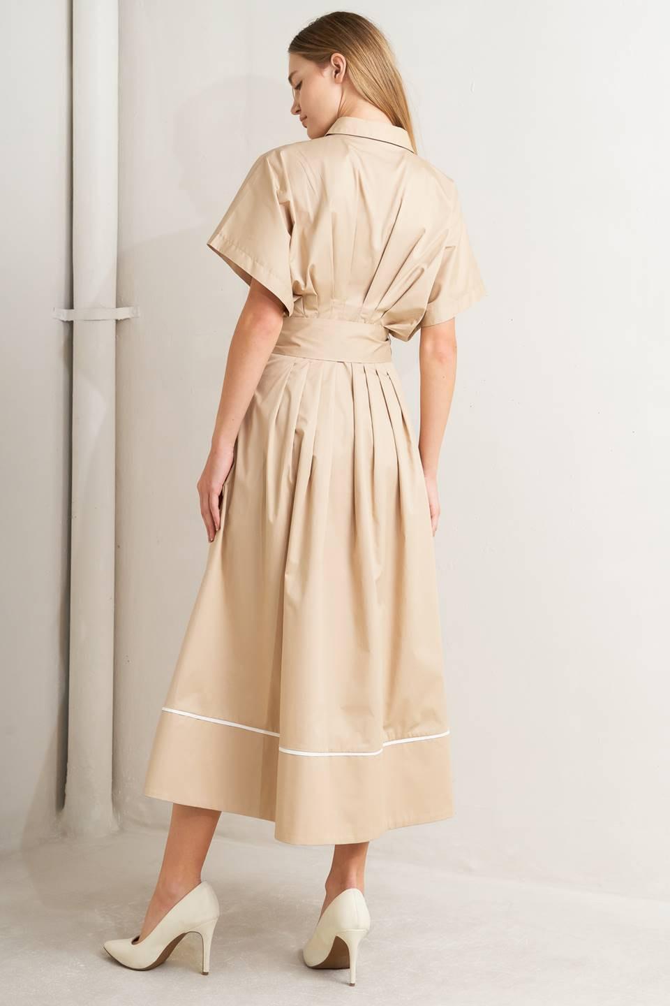 Catch You Later Khaki Woven Midi Dress
