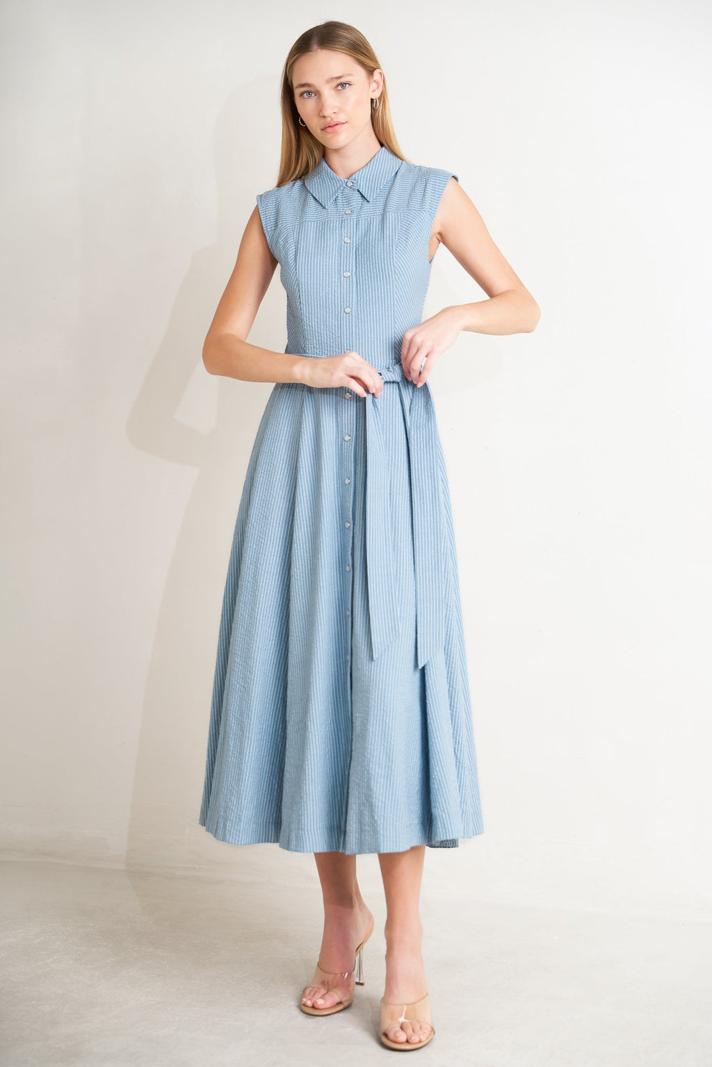 CAFE AU LAIT WOVEN MIDI DRESS