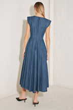 TIMELESS BLUE FORM DENIM MIDI DRESS