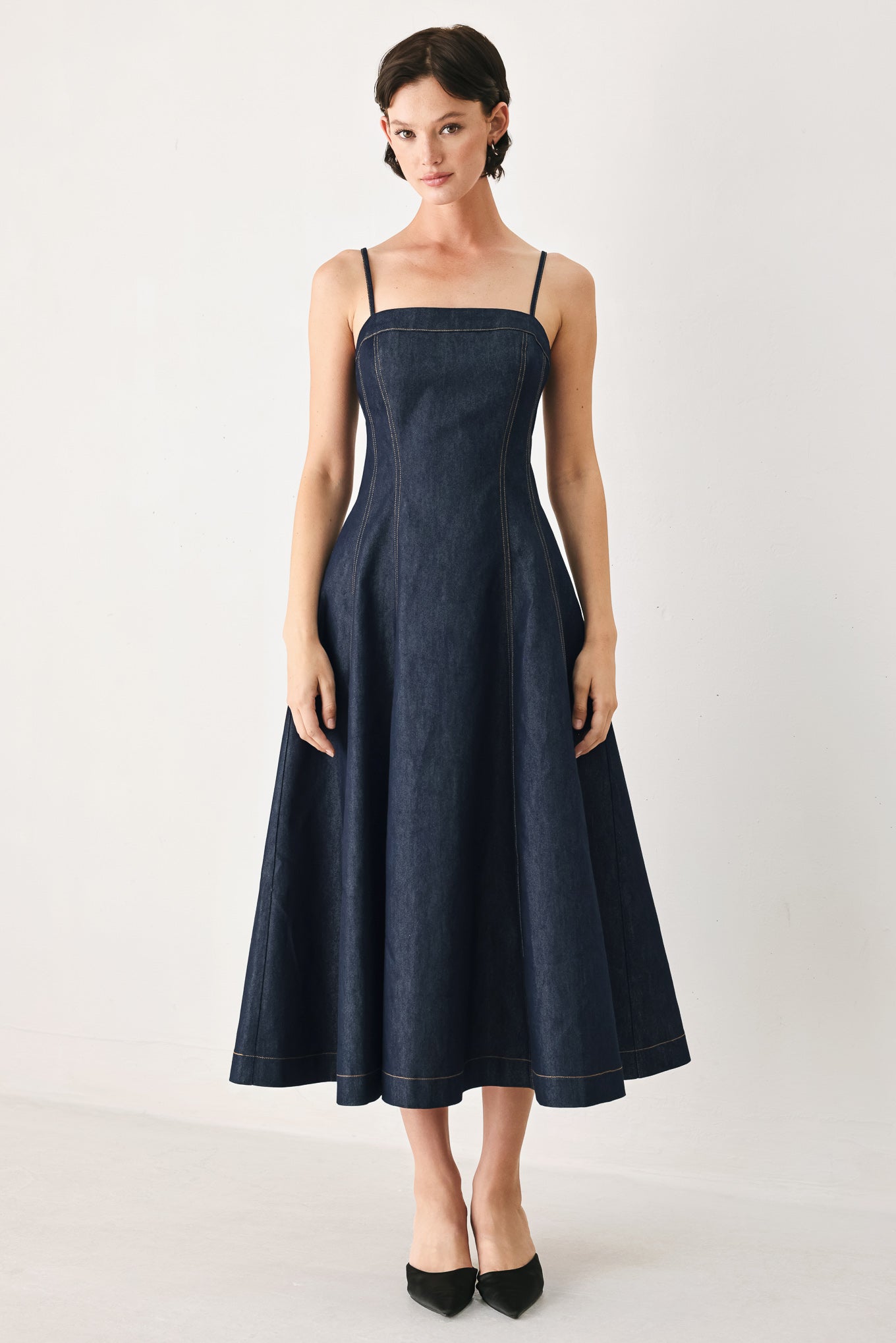 Coastal Denim Woven Midi Dress
