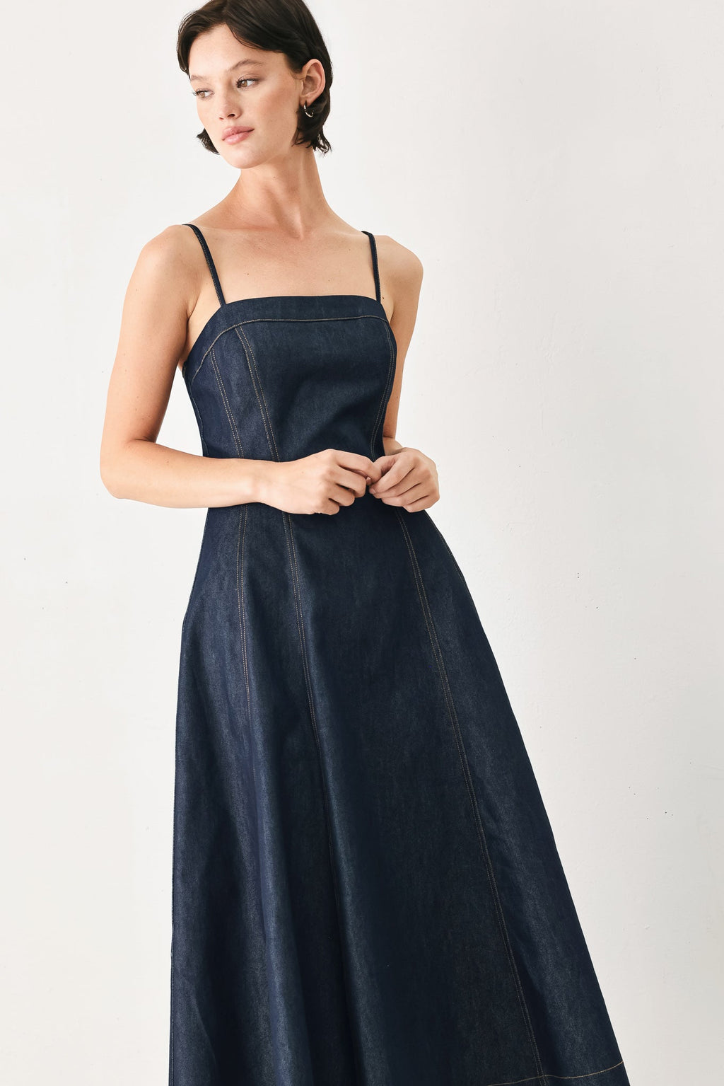 Coastal Denim Woven Midi Dress