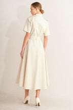 SANDSTONE GRACE WOVEN MIDI SHIRT DRESS