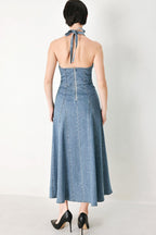 Blue Blossom Denim Midi Dress