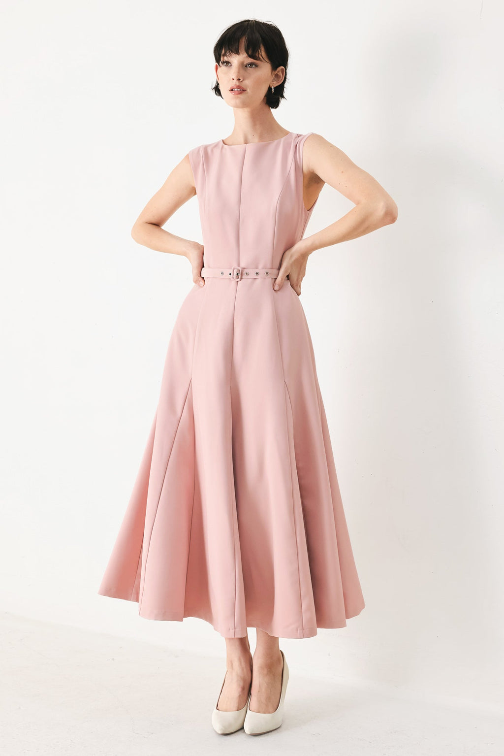 Calm Afterglow Blush Midi Dress