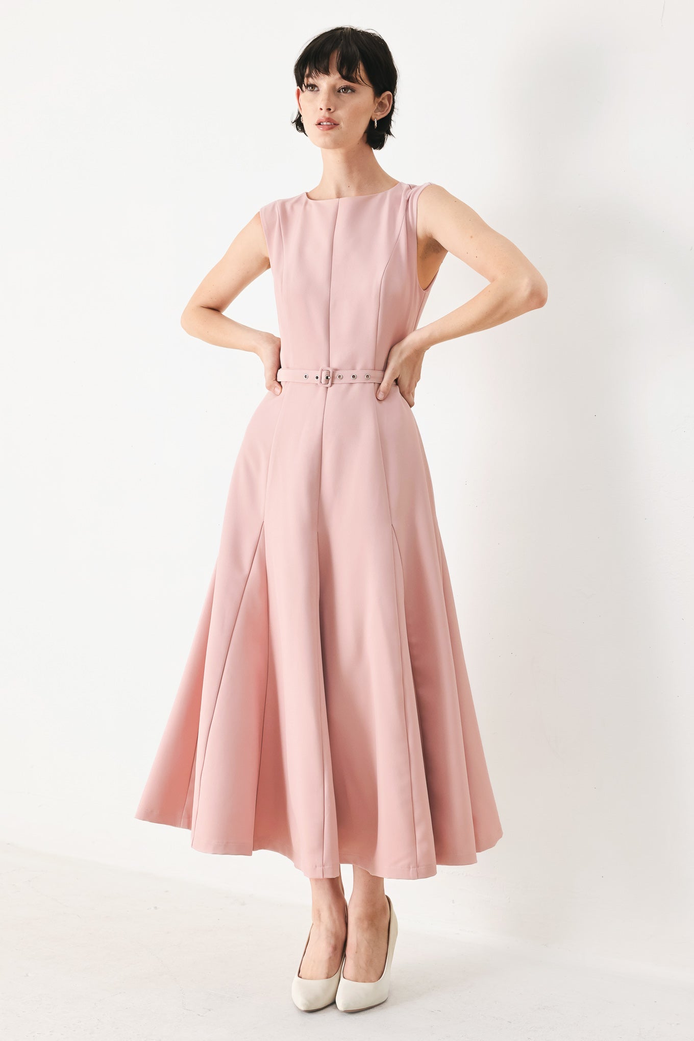 Calm Afterglow Blush Midi Dress