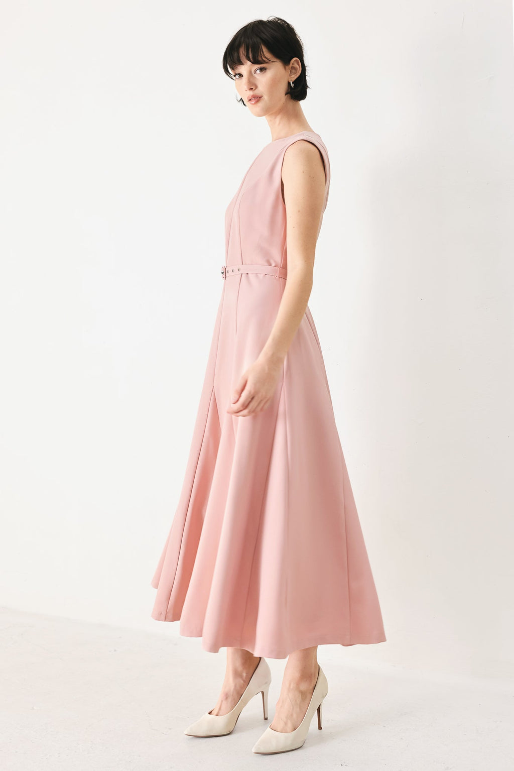 Calm Afterglow Blush Midi Dress
