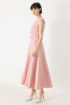 Calm Afterglow Blush Midi Dress