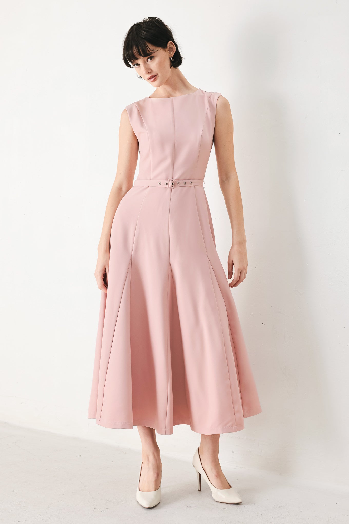 Calm Afterglow Blush Midi Dress