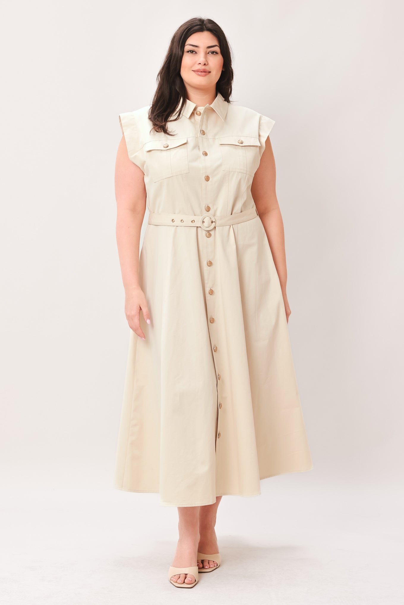 Neutral Command Shirt Dress