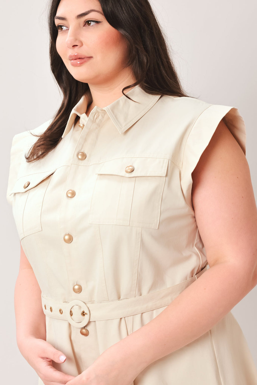 Neutral Command Shirt Dress