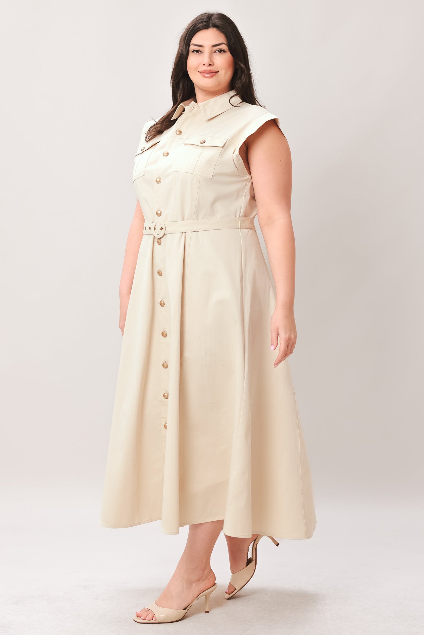 Neutral Command Shirt Dress