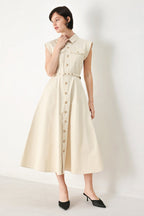 NEUTRAL COMMAND WOVEN SHIRT DRESS