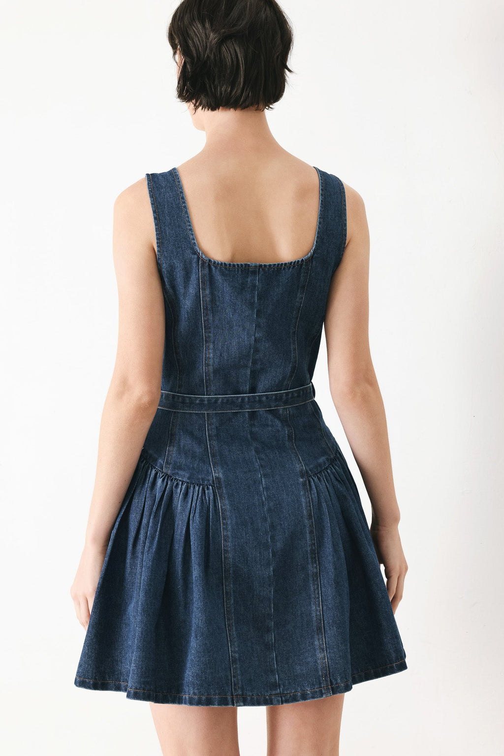 sur sweetheart neck denim mini dress by staud BABY BLUE LOVE DENIM MINI DRESS l FLYING TOMATO INDIGO / S