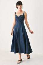 Western Charm Denim Midi Dress
