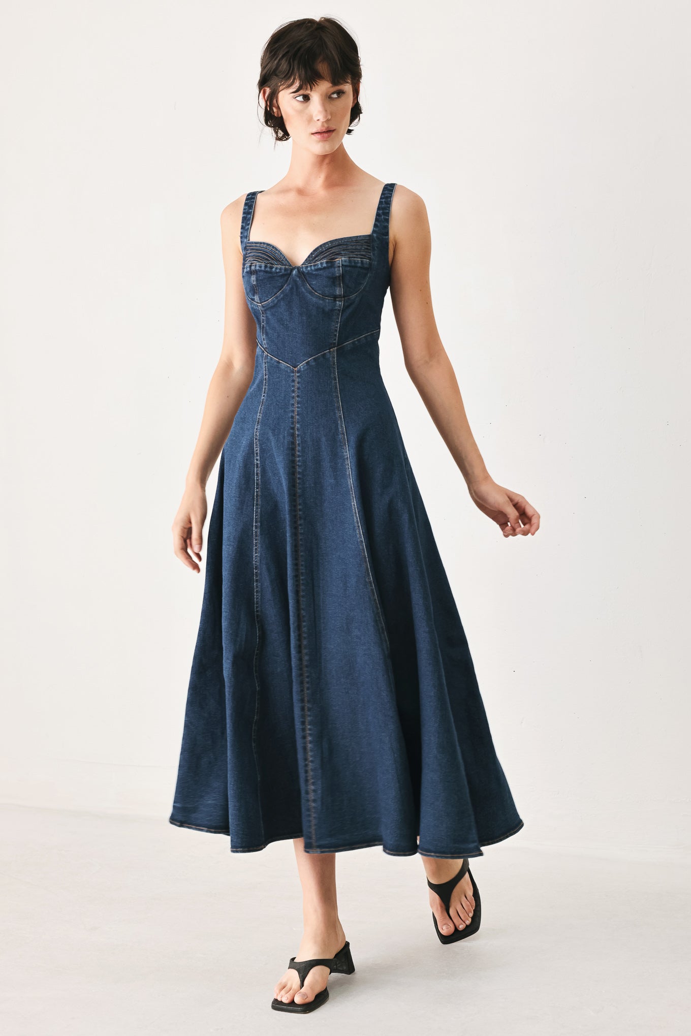 Western Charm Denim Midi Dress