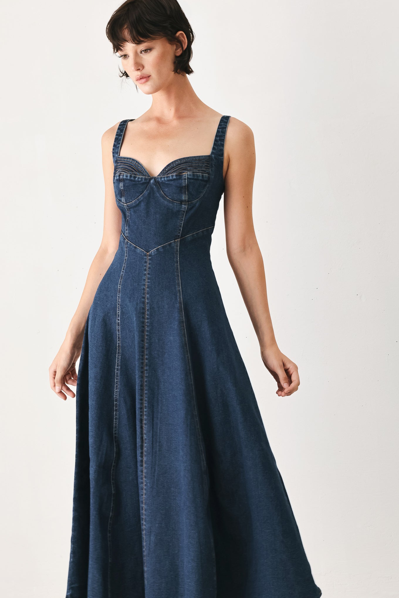Western Charm Denim Midi Dress