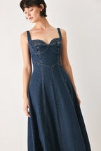 Western Charm Denim Midi Dress