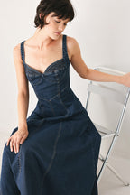 Western Charm Denim Midi Dress