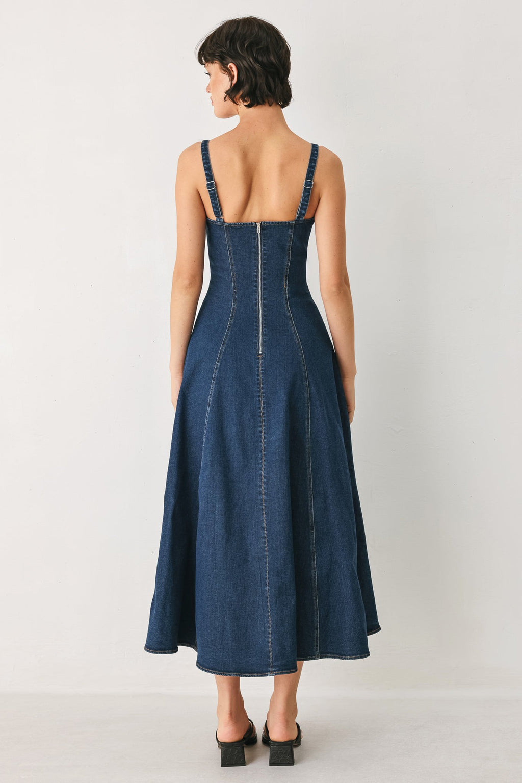 Western Charm Denim Midi Dress