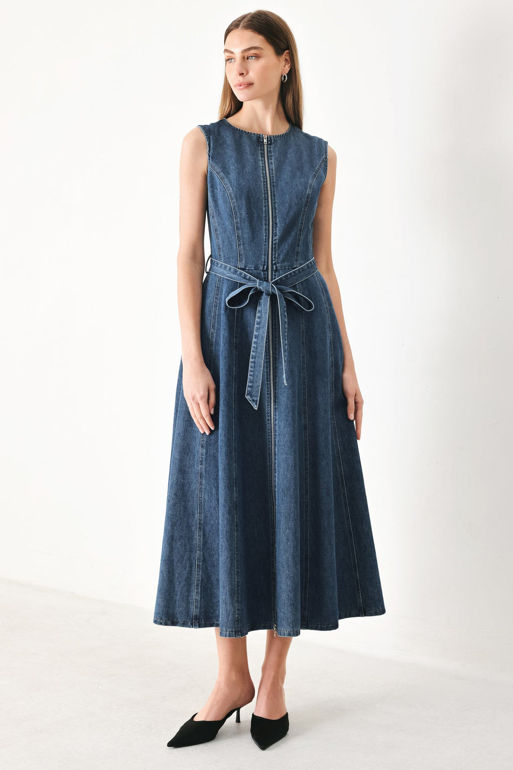 Indigo Silhouette Denim Midi Dress