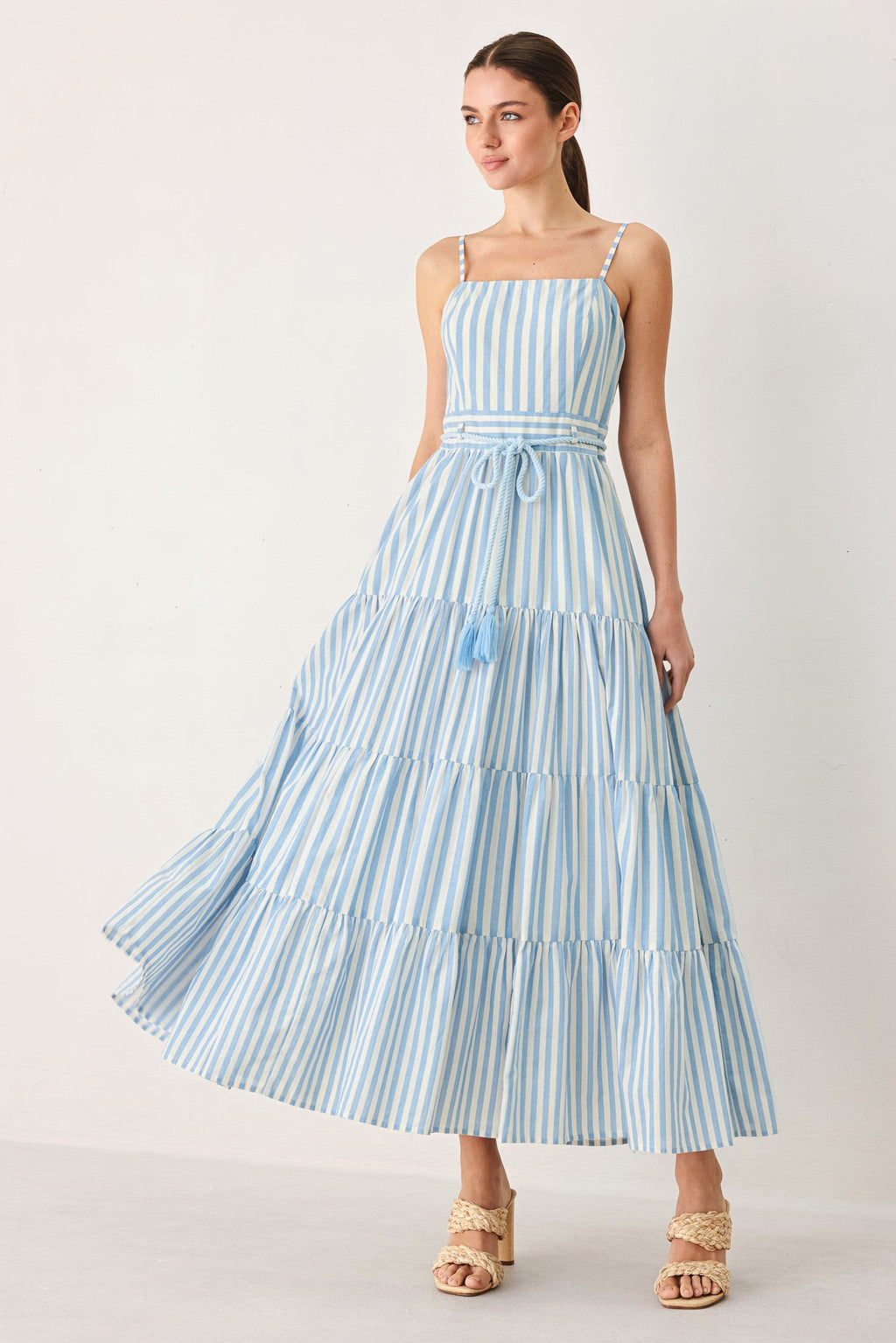 Rosy Breeze Woven Ankle Dress