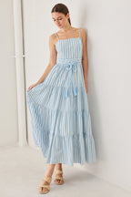 Rosy Breeze Woven Ankle Dress