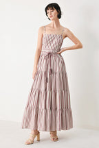 Rosy Breeze Woven Ankle Dress