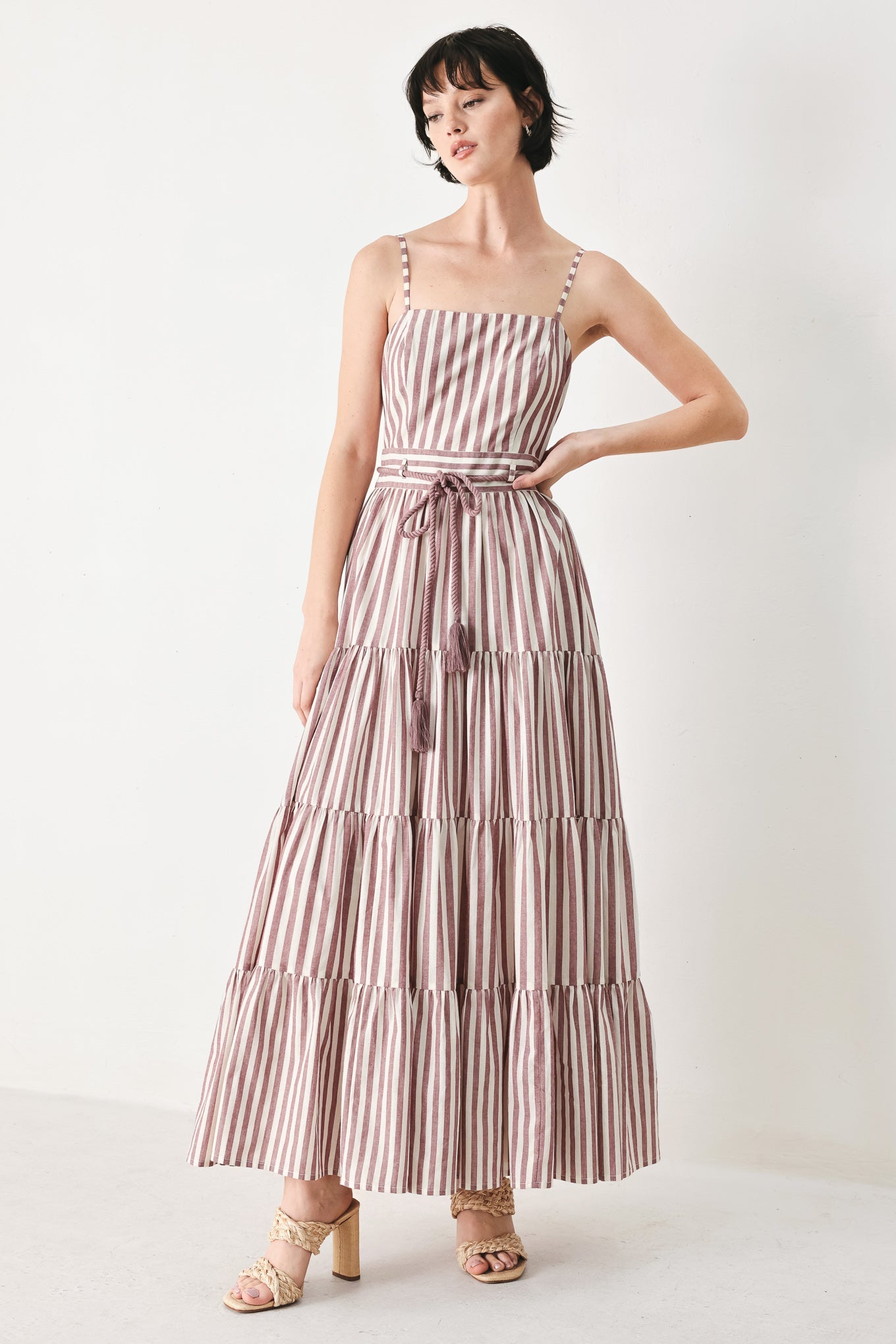 Rosy Breeze Woven Ankle Dress