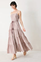 Rosy Breeze Woven Ankle Dress