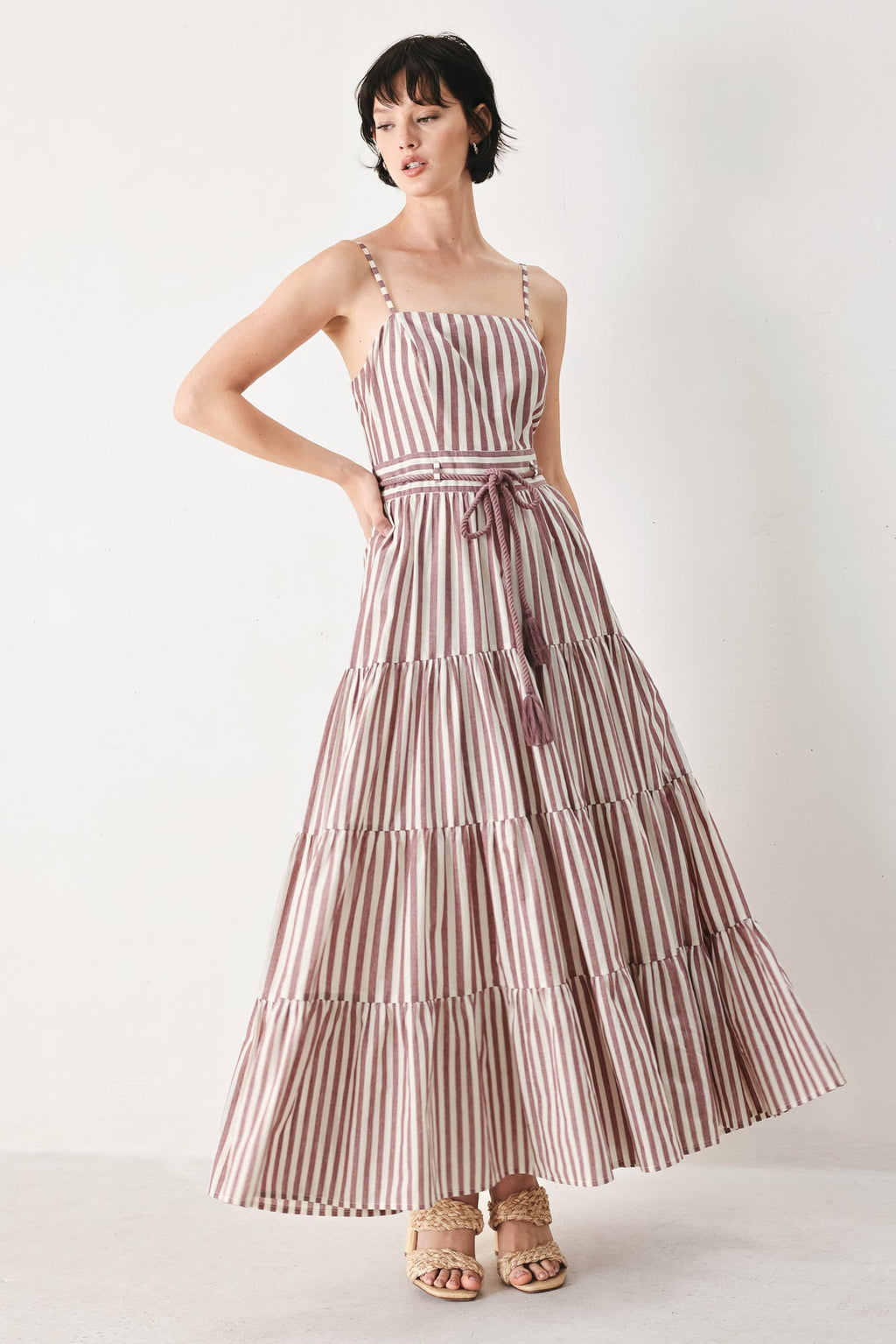 Rosy Breeze Woven Ankle Dress
