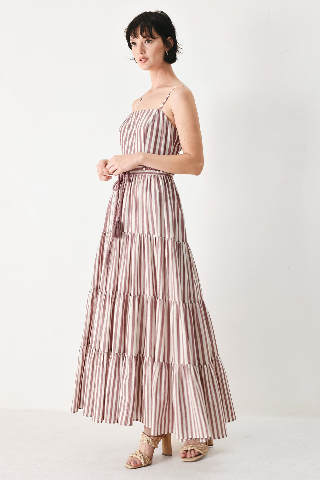 Rosy Breeze Woven Ankle Dress