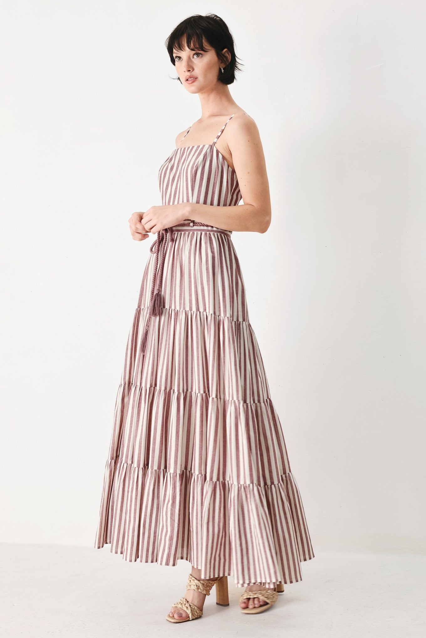 Rosy Breeze Woven Ankle Dress